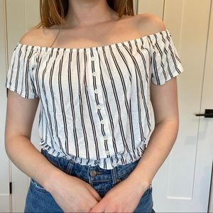 Off the shoulder, white and black striped, H&M